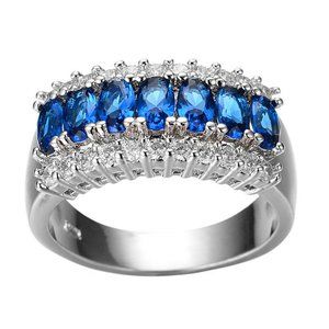 Amazing Women's White Gold Filled Sapphire and Cry